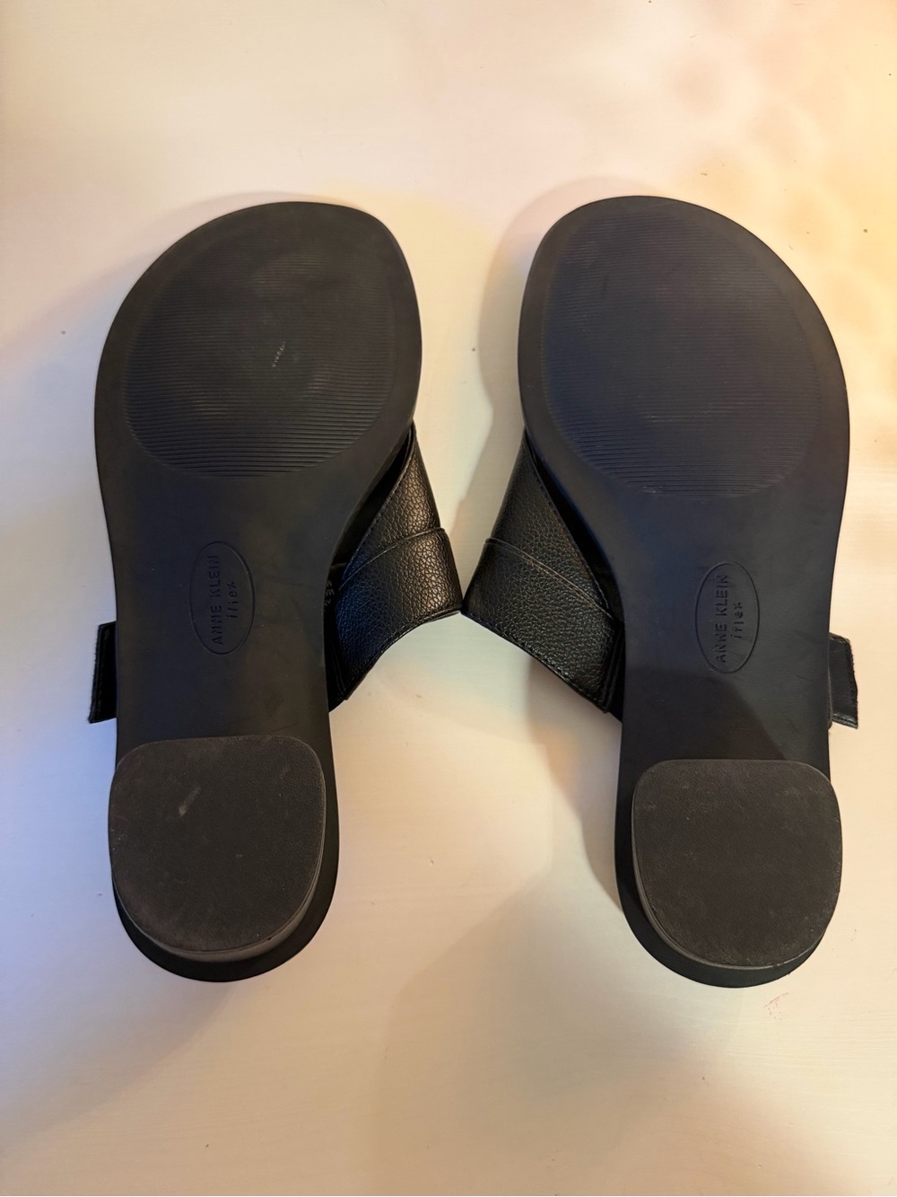 Anne Klein Black Jeweled Buckle Toe-Post Mules - Picture 3 of 3